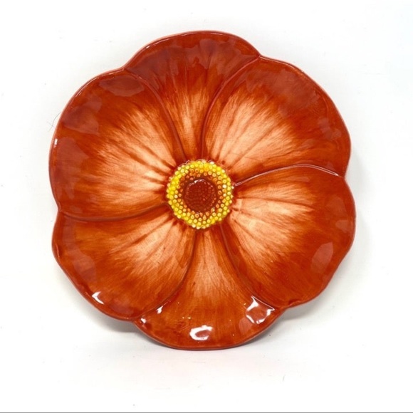 Cindy Crawford Figural Canape Appetizer Plates Flora Stoneware  6'' Colorful (5) - Picture 7 of 8